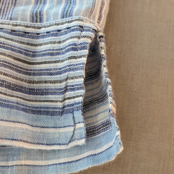 Land's End Linen Blouse sz 6-8 blue stripes - Picture 11 of 12